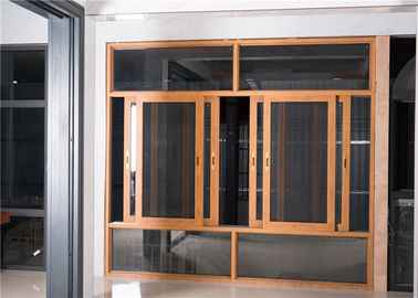 Waterproof Aluminum Glass Window Yellow Brown From Floor To Ceiling Hight supplier