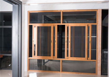 Waterproof Aluminum Glass Window Yellow Brown From Floor To Ceiling Hight supplier