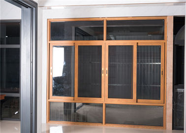 Waterproof Aluminum Glass Window Yellow Brown From Floor To Ceiling Hight supplier