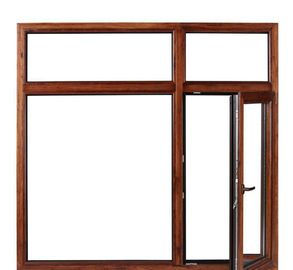Residential Aluminum Frame Sliding Windows With Grill Wood Grain Finish supplier